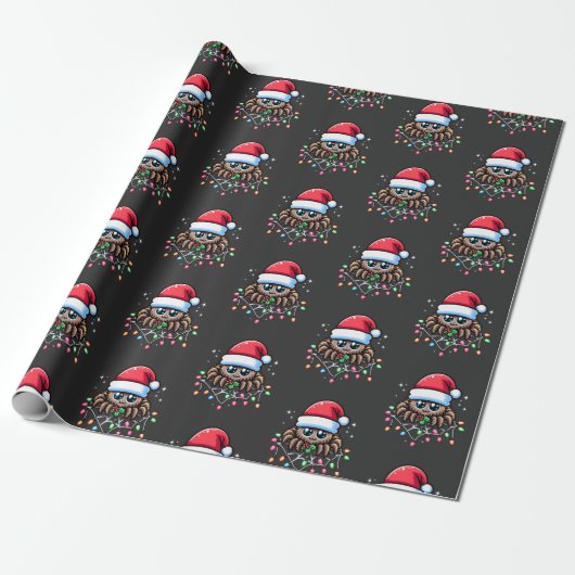 Papier Cadeau Araignée De Noël À Santa Hat (Déroulé)