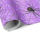 Papier Cadeau Araignées d'Halloween violettes (Coin rond)