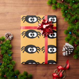 Papier Cadeau Araignées mignonnes Halloween Jaune