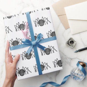 Papier Cadeau Araignées noires sur blanc