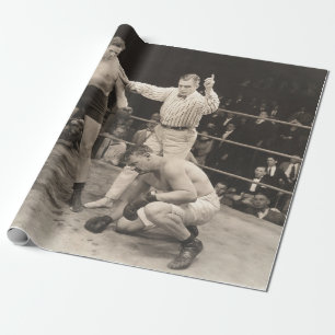 Papier Cadeau Arbitre comptant sur boxer en boxe, vintage