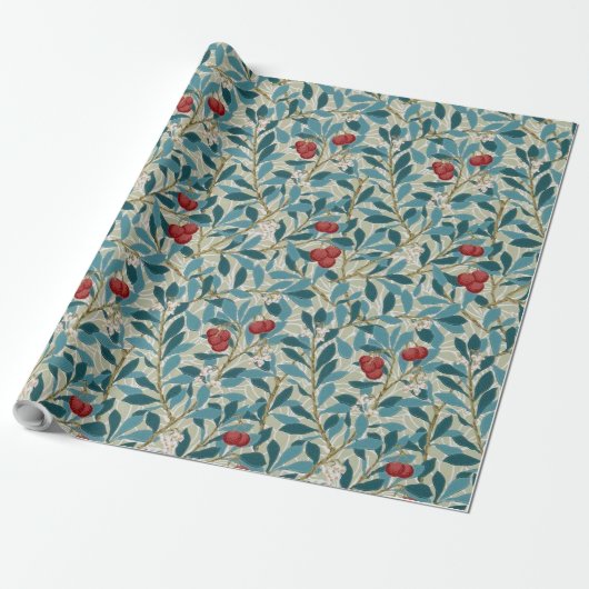 Papier Cadeau Arbre à baie rouge, William Morris (Déroulé)