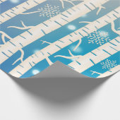 Papier Cadeau Arbre à bouleau rose et bleu avec flocon de neige (Coin)