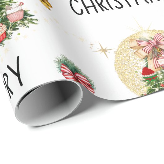 Papier Cadeau Arbre à cupcake de Noël (Coin rond)