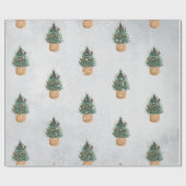 Papier Cadeau Arbre à feuilles persistantes,Cônes de pin, Vacanc (Plat)