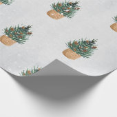 Papier Cadeau Arbre à feuilles persistantes,Cônes de pin, Vacanc (Coin)