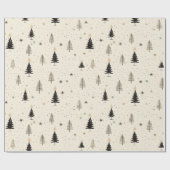 Papier Cadeau Arbre à pin à crème dessinée à la main (Plat)