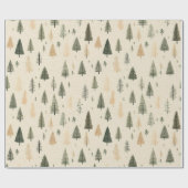 Papier Cadeau Arbre à pin à crème dessinée à la main (Plat)