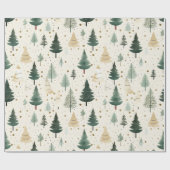 Papier Cadeau Arbre à pin à crème dessinée à la main (Plat)