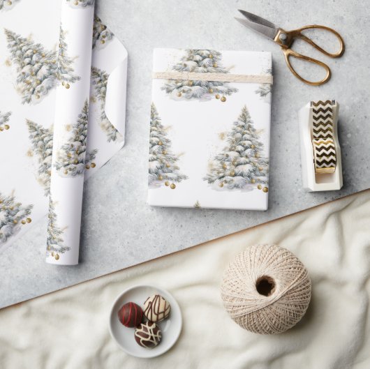 Papier Cadeau Arbre à pin d'hiver Gold (Artisanat)