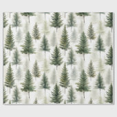 Papier Cadeau Arbre à pin vert Sage (Plat)