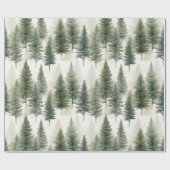 Papier Cadeau Arbre à pin vert Sage (Plat)