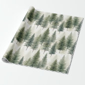Papier Cadeau Arbre à pin vert Sage (Déroulé)