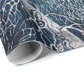 Papier Cadeau Arbre argenté de minuit - peuplier noir (Coin rond)