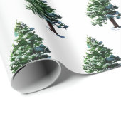 Papier Cadeau Arbre avec neige Noël Motif (Coin rond)