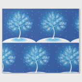 Papier Cadeau Arbre Blanc Dans La Neige (Plat)