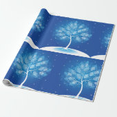 Papier Cadeau Arbre Blanc Dans La Neige (Déroulé)