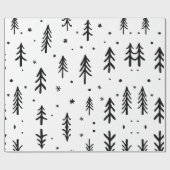 Papier Cadeau Arbre blanc noir illustratif Joyeux Noël (Plat)