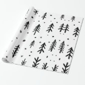 Papier Cadeau Arbre blanc noir illustratif Joyeux Noël (Déroulé)