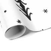 Papier Cadeau Arbre blanc noir illustratif Joyeux Noël (Coin rond)