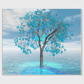 Papier Cadeau Arbre bleu cristal (Plat)