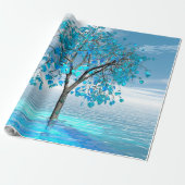 Papier Cadeau Arbre bleu cristal (Déroulé)