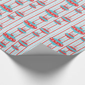 Papier Cadeau Arbre bleu rouge et Turquoise Enveloppement de Noë (Coin)