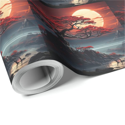 Papier Cadeau Arbre bonsaï (Coin rond)