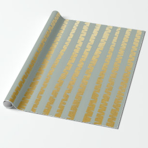 Papier Cadeau Arbre-bouleau Gris Doré Bleu Vip Stripes