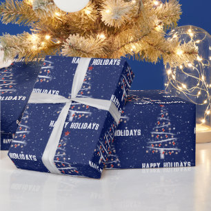 Papier Cadeau Arbre de baseball de Noël et Chaussettes rouges