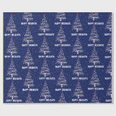 Papier Cadeau Arbre de baseball de Noël et Chaussettes rouges (Plat)