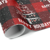 Papier Cadeau Arbre de baseball de Noël et Chaussettes rouges su (Coin rond)