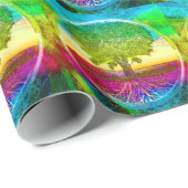 Papier Cadeau Arbre de fierté d'arc-en-ciel de la vie (Coin rond)