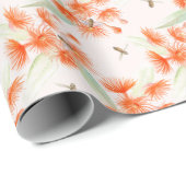 Papier Cadeau Arbre de gomme orange et enveloppes d'aquarelle d' (Coin rond)