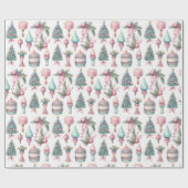 Papier Cadeau Arbre de Noël à la menthe rose (Plat)