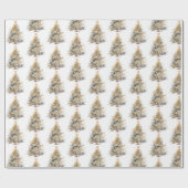Papier Cadeau Arbre de Noël à l'aquarelle (Plat)