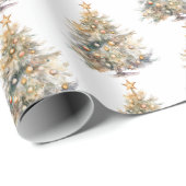 Papier Cadeau Arbre de Noël à l'aquarelle (Coin rond)