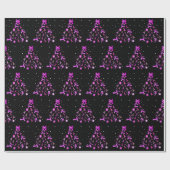 Papier Cadeau Arbre de Noël à ruban rose (Plat)