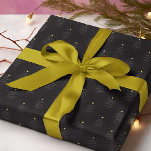 Papier Cadeau Arbre de Noël Abstrait moderne Black Holiday Cadea