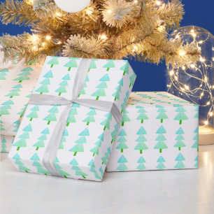 Papier Cadeau Arbre de Noël Abstrait moderne Turquoise