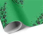 Papier Cadeau Arbre de Noël Amoureux des chiens Empreinte de pat (Coin rond)