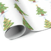 Papier Cadeau Arbre de Noël Aquarelle Festif Vert Festif (Coin rond)