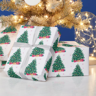 Papier Cadeau Arbre de Noël avec cadeaux