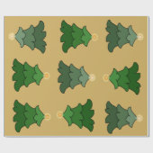 Papier Cadeau Arbre de Noël avec l'étoile sur d'or fait sur (Plat)