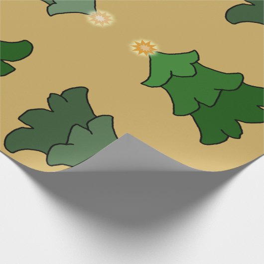 Papier Cadeau Arbre de Noël avec l'étoile sur d'or fait sur (Coin)