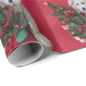 Papier Cadeau Arbre de Noël avec ours en peluche (Coin rond)