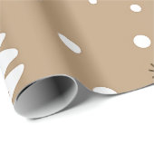 Papier Cadeau Arbre De Noël Beige Et Blanc (Coin rond)