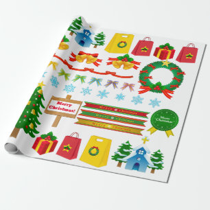 Papier Cadeau Arbre de Noël Bell Advent Wreath Snowman