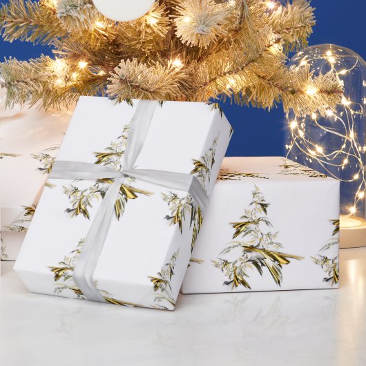 Papier Cadeau Arbre de Noël blanc 001 (Vacances)