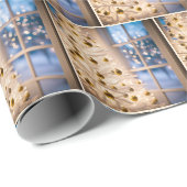 Papier Cadeau Arbre De Noël Blanc Avec Lumières (Coin rond)